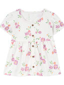 Cream - Toddler Butterfly Print Button-Front Top