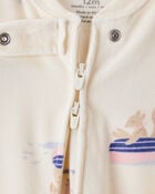 Baby Girl Snow Animals Loose Fit Long-Sleeve 2-Way Zip 1-Piece Pajamas - Ivory, image 2 of 4 slides