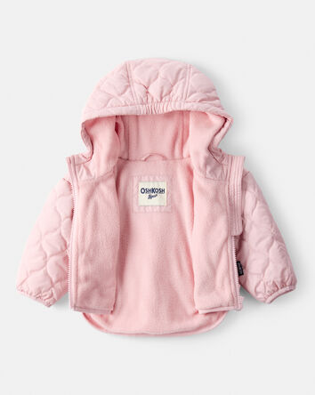 Baby Girl Quilted Long-Sleeve Midweight Jacket - Pink, 