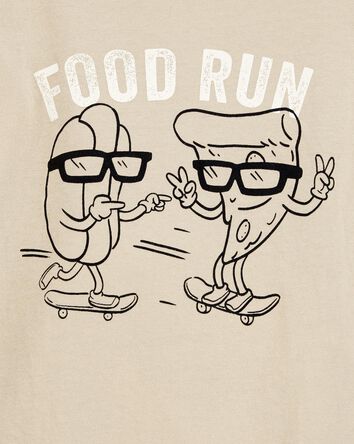 Food Run Long-Sleeve Graphic Tee - Khaki, 