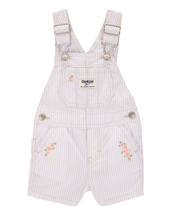 Baby Floral Striped Shortalls - Purple, 