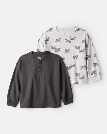Toddler Boy 2-Pack Long-Sleeve T-Shirts - Grey/Black, 