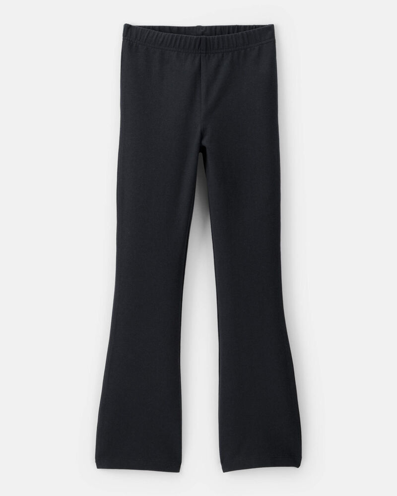 Kid Solid Cotton Flare Stretch Leggings - Black, image 1 of 4 slides