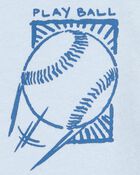 Toddler Baseball-Print Short-Sleeve Graphic Tee - Blue, image 3 of 4 slides