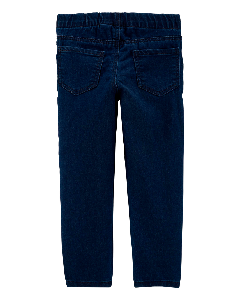 Toddler Dark Wash Elastic-Waist Jeggings, image 2 of 3 slides