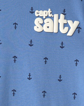 Baby Boy Anchor 100% Cotton Snug Fit 4-Piece Pajama Set - Blue/Cream, 