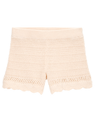 Toddler Crotchet Knit Shorts - Ivory, image 1 of 7 slides