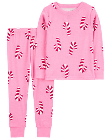 2-Piece Christmas Candy Cane 100% Snug Fit Cotton Pajamas, 