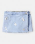 Toddler Girl Embroidered Denim Skort - Blue, image 1 of 6 slides