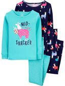 Teal/Navy - Kid 4-Piece 100% Snug Fit Cotton Pajamas
