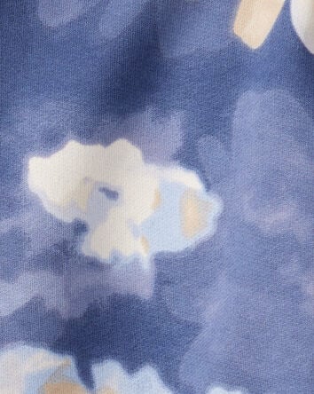 Girls Floral Print DayDream Fleece Hooded Zip-Up Jacket - Blue, 
