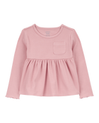 Toddler Ribbed Long-Sleeve Peplum Top, image 1 of 3 slides