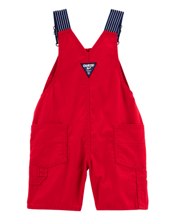 Toddler Lightweight Canvas Shortalls - Red, 