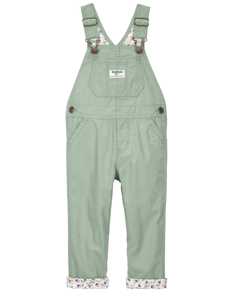 Toddler Plaid Lined Lightweight Canvas Overalls, image 1 of 4 slides