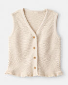 Toddler Girl Button-Up Sleeveless Vest - Cream, image 1 of 3 slides