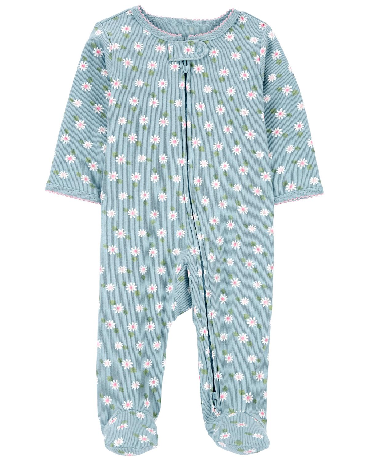 Blue Baby Floral 2Way Zip Up Sleep & Play Pajamas