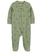Baby Palm Tree 2-Way Zip Cotton Sleep & Play Pajamas, image 1 of 4 slides