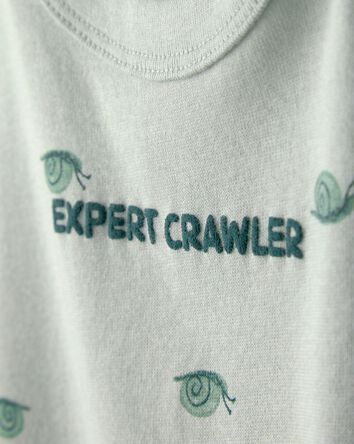 Baby Boy 'Expert Crawler' Snail Short-Sleeve Romper - Green, 