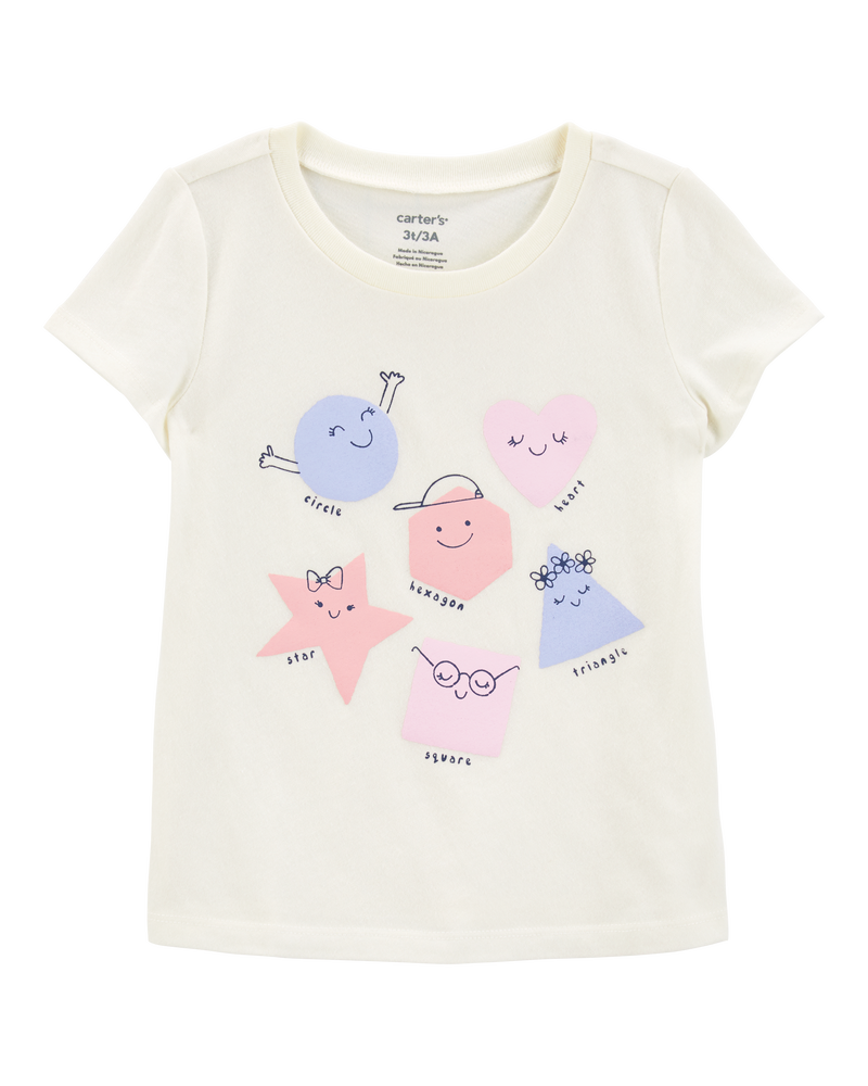 Toddler Girl Shapes Short-Sleeve Graphic Tee - Cream, image 1 of 3 slides