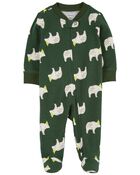 Baby Polar Bear 2-Way Zip Cotton Sleep & Play Pajamas, image 1 of 4 slides