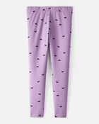 Kid Cotton Halloween Bat Stretch Leggings - Purple, image 2 of 4 slides
