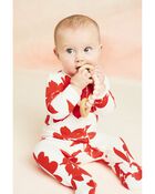 Baby 2-Way Zip Floral Cotton Sleep & Play Pajamas, image 2 of 4 slides