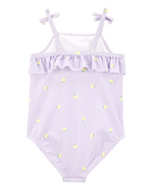 Toddler Girl 1-Piece Striped Lemon Swimsuit - Purple, image 2 of 4 slides