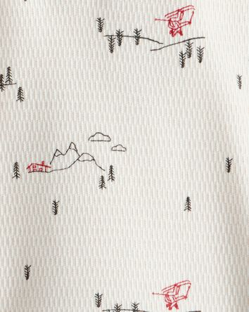 Baby Boy Skiing Henley T-Shirt - Cream, 