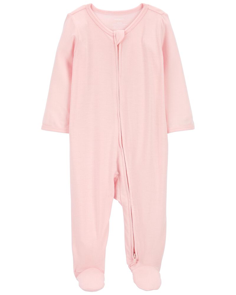 Baby Girl Zip-Up PurelySoft Sleep & Play Pajamas, image 1 of 4 slides