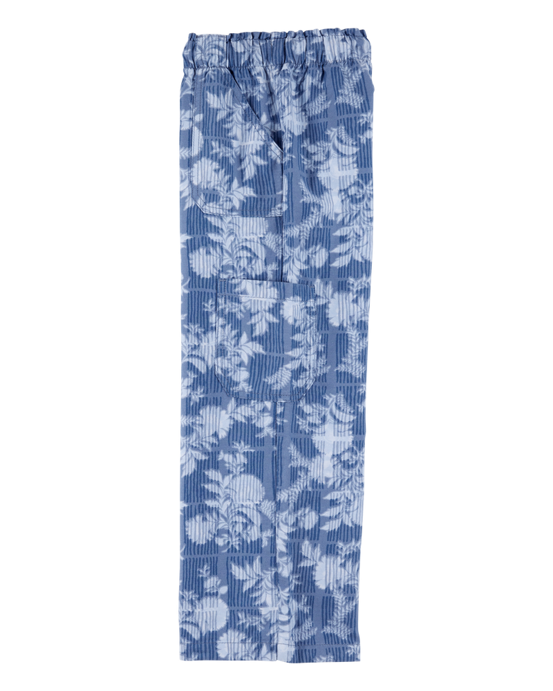 Kid Floral Print Drawstring  Pants - Blue, image 3 of 5 slides