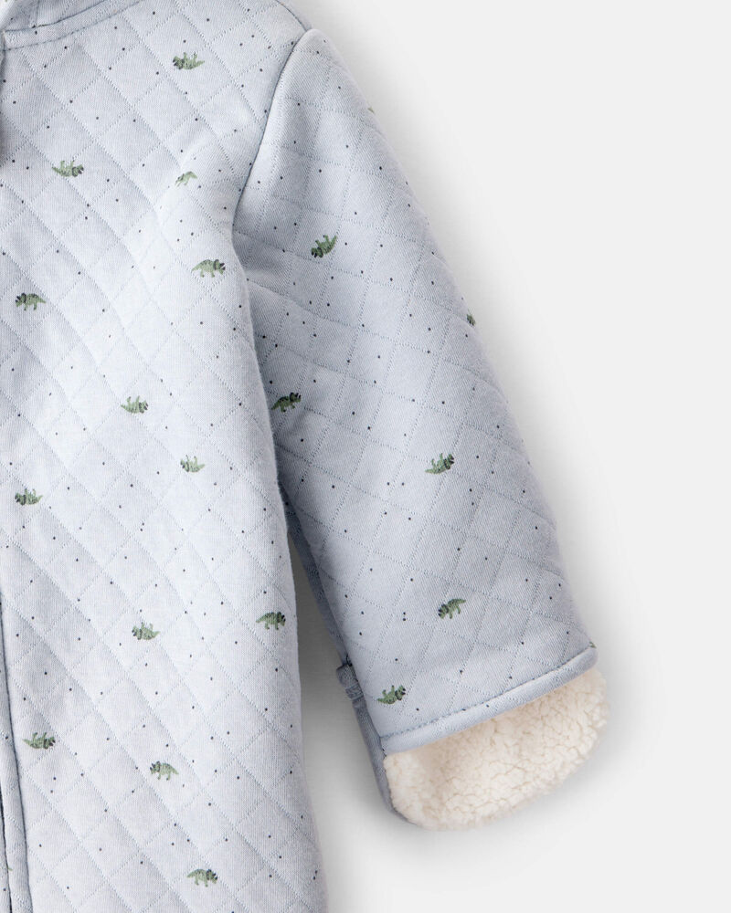 Baby Boy Dinosaur Print Long-Sleeve Jumpsuit - Blue, image 2 of 4 slides