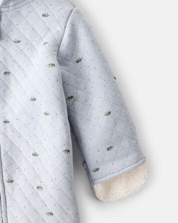 Baby Boy Dinosaur Print Long-Sleeve Jumpsuit - Blue, 