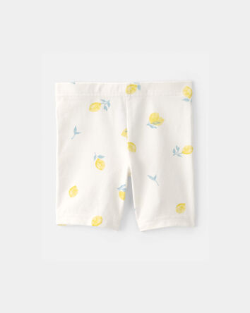 Toddler Girl Lemon Bike Shorts - Cream, 