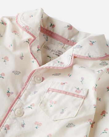Baby Floral Print Organic Cotton Coat Style Sleep & Play Pajamas, 