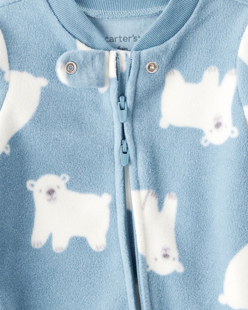 Baby Boy Polar Bear Loose Fit Long-Sleeve Sleep & Play Pajamas - Blue, image 2 of 4 slides