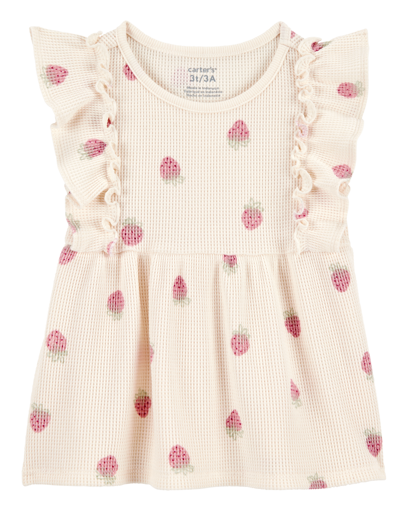 Toddler Short-Sleeve Strawberry-Print Fashion Top, image 1 of 3 slides