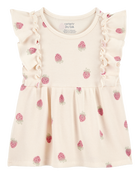 Toddler Short-Sleeve Strawberry-Print Fashion Top, image 1 of 3 slides
