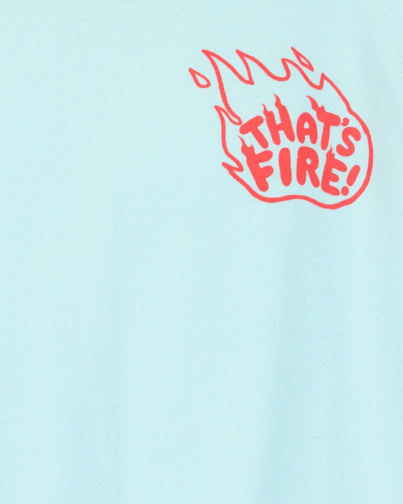 Kid That's Fire Short-Sleeve Graphic Tee - Turquoise, image 2 of 3 slides