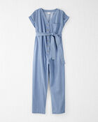 Adult Womens Maternity Chambray Jumpsuit, image 4 of 6 slides