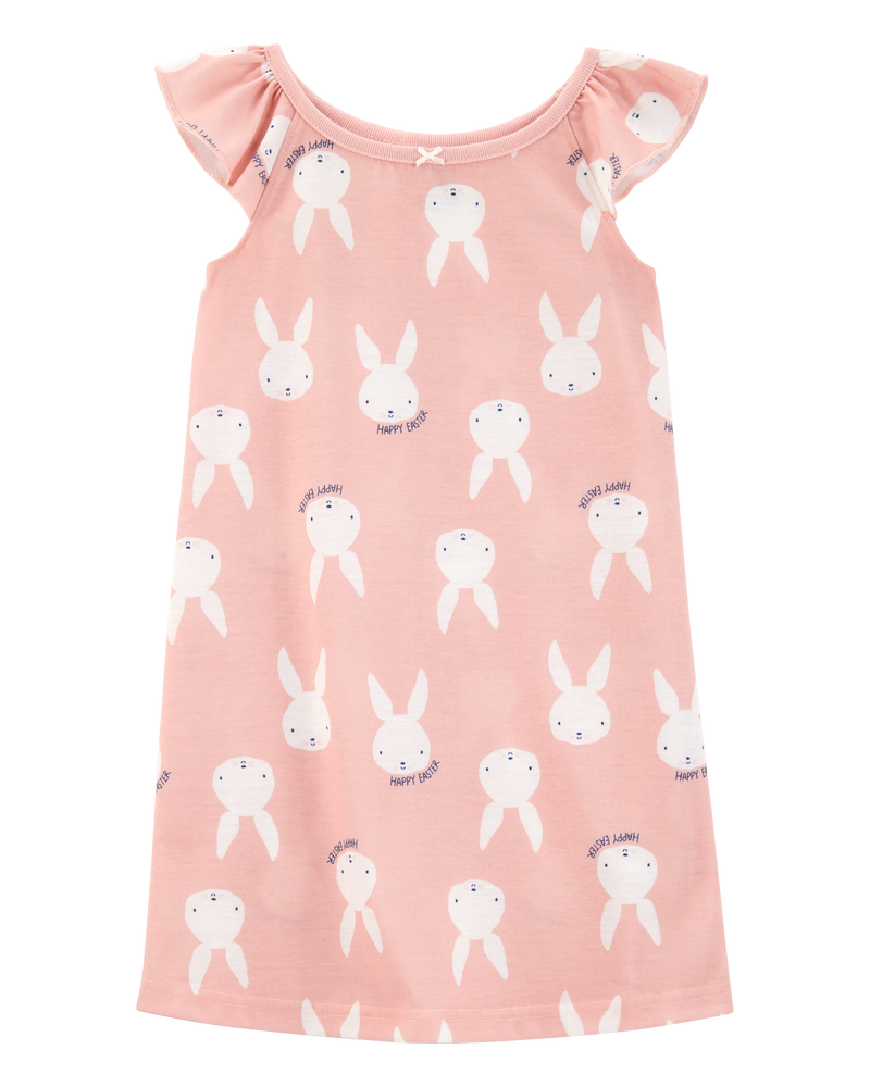Girls Bunny Print Easter Nightgown - Pink, image 1 of 3 slides