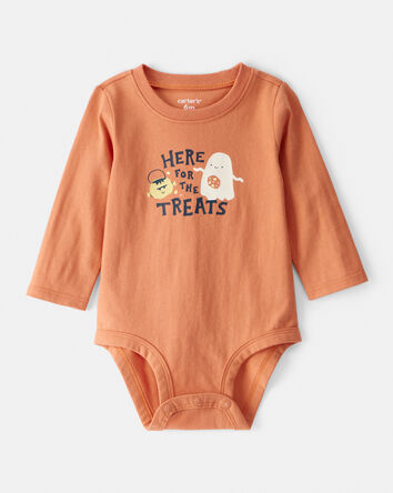 Baby Cotton Long-Sleeve Graphic Bodysuit - Orange, 