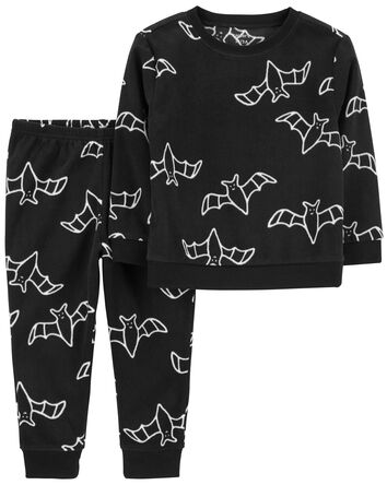 Toddler 2-Piece Halloween Bats Fleece Outfit, 