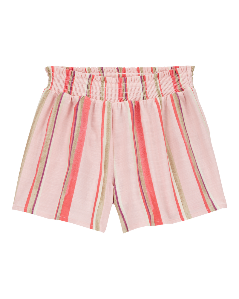 Kid Striped Linen Look-Alike Flowy Pull-On Shorts, image 1 of 4 slides