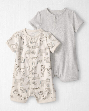 Baby 2-Pack Organic Cotton Rompers in Pet Print, 
