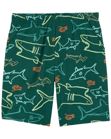 Kid Shark Pull-On Fleece Pajama Shorts, 