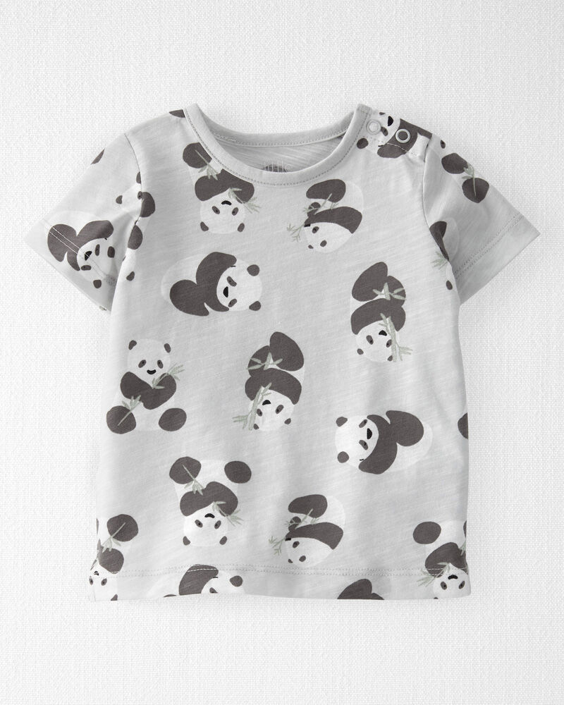 Baby Organic Cotton Shortall Set in Panda Bear, image 2 of 6 slides