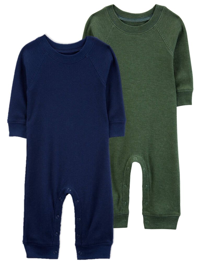 Baby 2-Pack Thermal Jumpsuits, image 1 of 5 slides