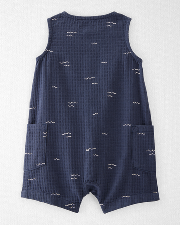 Baby Textured Organic Cotton Romper in Waves, 