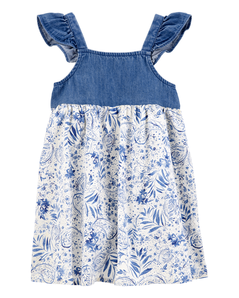 Baby Chambray Floral Print Dress, image 1 of 4 slides
