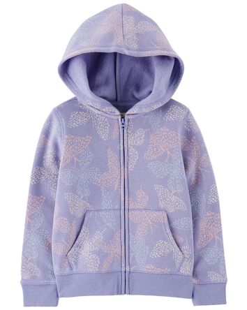 Baby Butterfly Print Hooded Zip Jacket, 